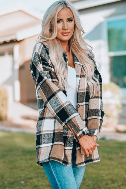 Plaid Buttoned Jacket