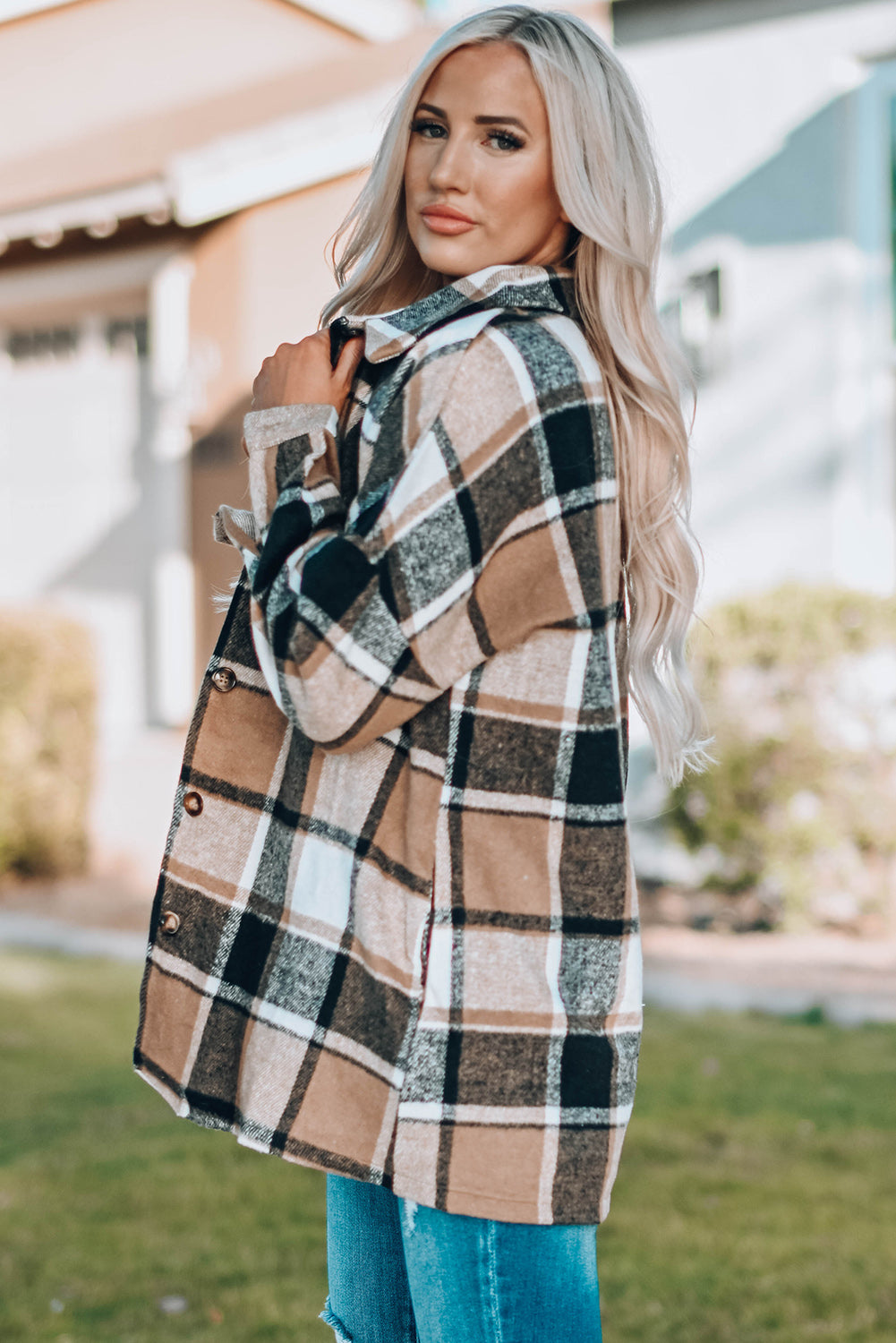 Plaid Buttoned Jacket