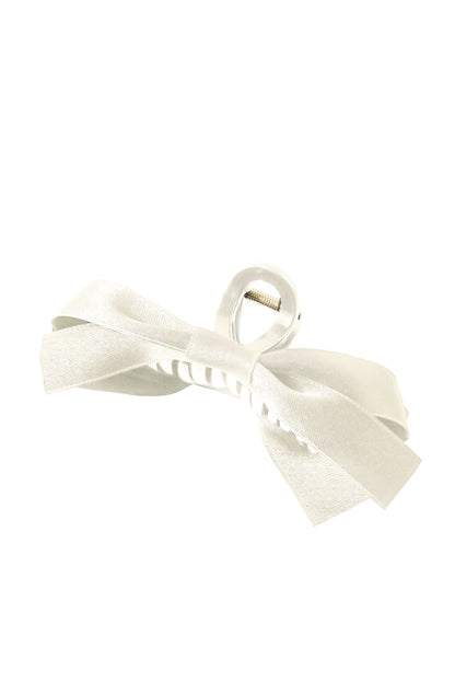 White Bow Large Hair Claw Clip