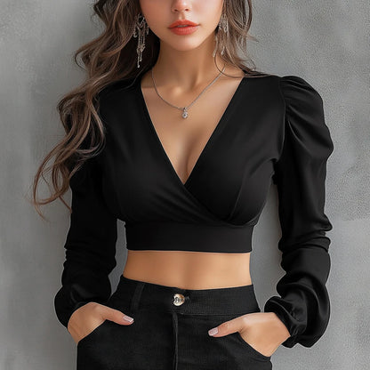 V-Neck Cropped Blouses