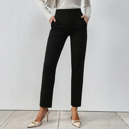 Straight Leg Button Fly Black Business Pants