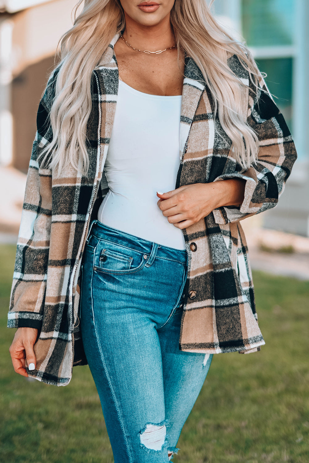 Plaid Buttoned Jacket