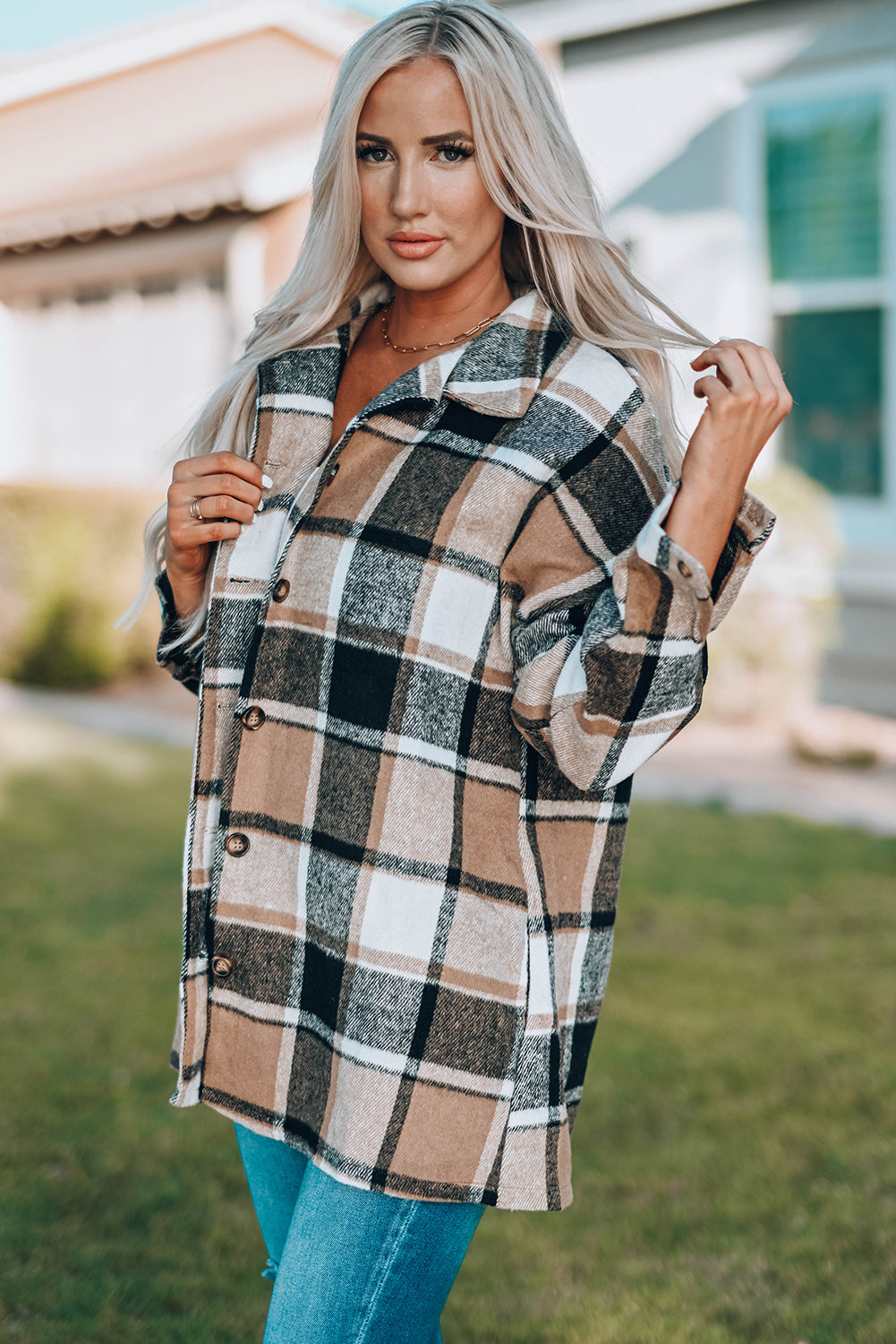 Plaid Buttoned Jacket